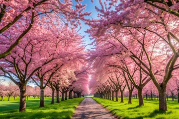 Cherry Blossom Trees in Full Bloom
