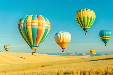 Fototapeta premium Hot Air Balloons Over Rolling Hills