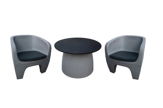 plastic outdoor table and chaira  isolated on white background
