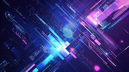 Obraz premium Neon Digital Circuitry with Futuristic Aesthetics