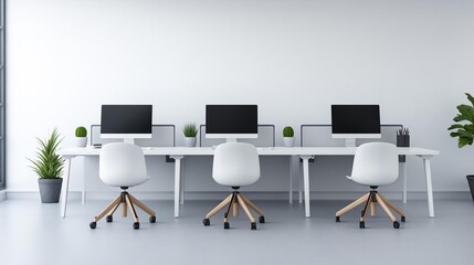 Fototapeta premium Minimalistic design of a warehouse office with clean lines and functional furniture, modern workspace