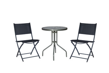 round table and chairs for outdoor use isolated on white background