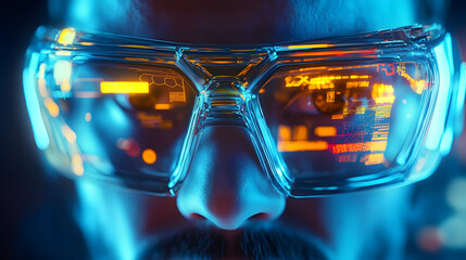 Futuristic Tech Augmented Reality Glasses Closeup