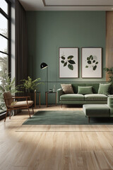 Fototapeta premium modern living room in green color scheme