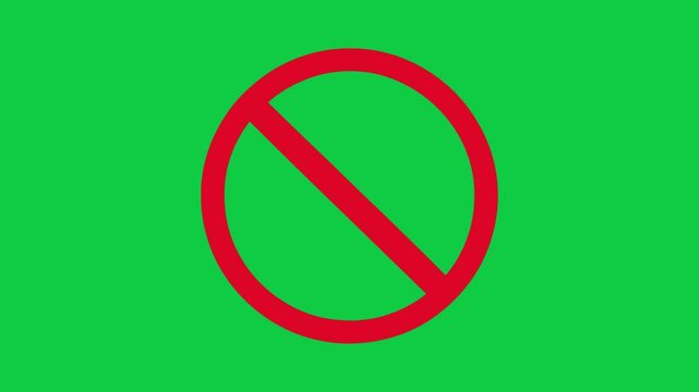 Red prohibition sign. Circle empty ban sign symbol. Red no sign green screen background. 4k animation video.