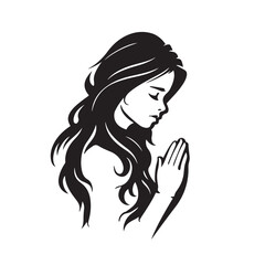 Woman Praying Hands logo, art, design Vector, isolated on white background.