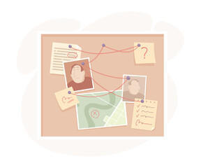 Investigation and Detective Work with Suspect Board Vector Illustration