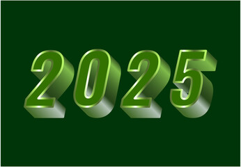 Happy New Year 2025 Design Realistic Decoration Green Abstract Logo Symbol Vector Illustration