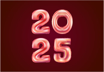 2025 Happy New Year Foil Helium Balloons Typography Pink Design Abstract Logo Symbol Vector Illustration