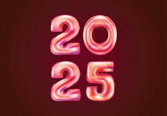 2025 Happy New Year Foil Helium Balloons Typography Pink Design Abstract Logo Symbol Vector Illustration