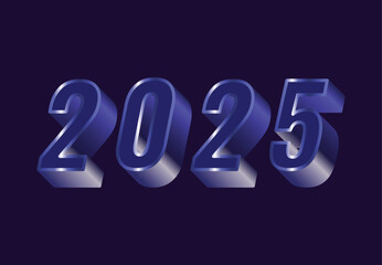 Happy New Year 2025 Design Realistic Decoration Blue Abstract Logo Symbol Vector Illustration