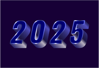 Happy New Year 2025 Design Realistic Decoration Blue Abstract Logo Symbol Vector Illustration