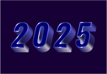 Happy New Year 2025 Design Realistic Decoration Blue Abstract Logo Symbol Vector Illustration