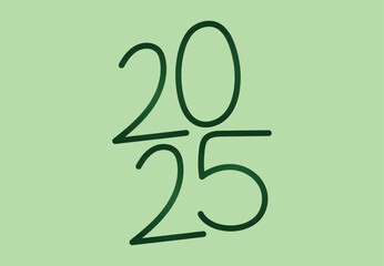 Happy New Year 2025 Design Typography Green Elegant Abstract Logo Symbol Vector Illustration