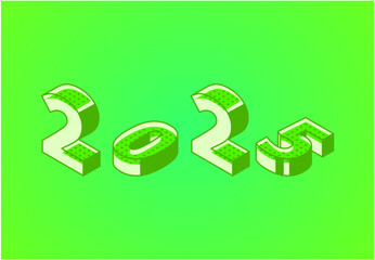 2025 Happy New Year Design 3D Typography Green Abstract Logo Symbol Vector Illustration