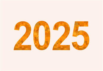 2025 Happy New Year Design Orange Elegant Glitter Abstract Logo Symbol Vector Illustration