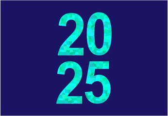 2025 Happy New Year Design Blue Elegant Glitter Abstract Logo Symbol Vector Illustration
