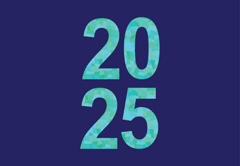 2025 Happy New Year Design Blue Elegant Glitter Abstract Logo Symbol Vector Illustration