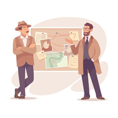 Inspecting Detective Man Character Investigating Case Vector Illustration