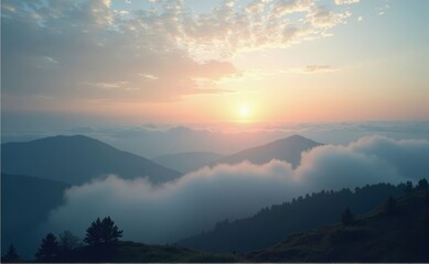 Serene Sunset Over Mountain Peaks