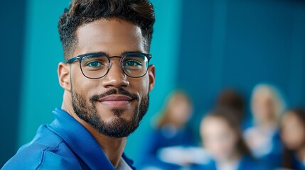 Fototapeta premium Financial aid counselor assisting diverse students, realistic stock photo, high detail, close-up view, color grading, GFX100 ii, ultra HD 8k