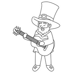 Guitar Leprechaun Character Outline