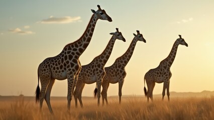 Majestic Giraffes at Sunset