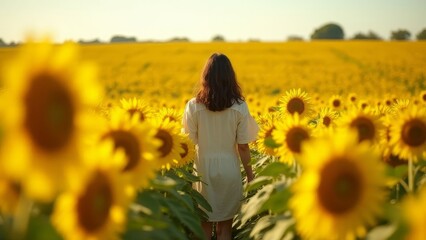 Fototapeta premium Dreamy Sunflower Field Escape