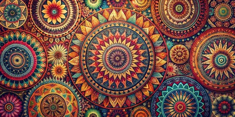 Intricate Mandala Mosaic A Tapestry of Colors and Patterns, Mandala art, digital art, abstract art