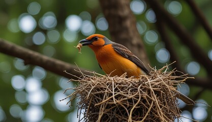 Vibrant Bird Nesting in Nature