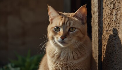 Golden Cat Portrait in Natural Light