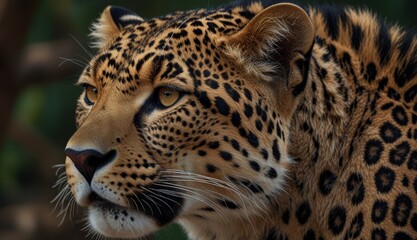 Naklejka premium Majestic Leopard Close-Up Portrait