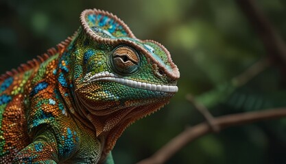 Fototapeta premium Colorful Close-Up of a Lizard