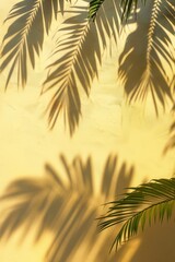A wall with a leafy palm tree on it