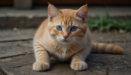 Adorable Ginger Cat with Blue Eyes