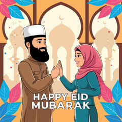 Warm Eid Mubarak Greetings Illustration







