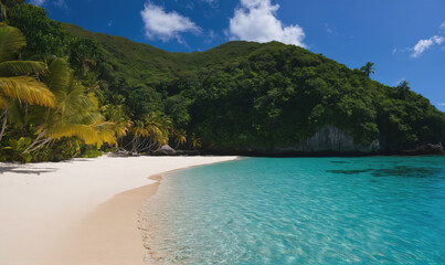 Fototapeta premium A beautiful beach with a clear blue ocean