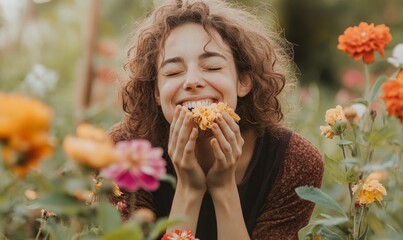 Seasonal Allergy Struggle: Woman Sneezing in Blooming Garden. Pollen Sensitivity Illustrated for Health Awareness Campaigns. Floral Background Highlighting Hay Fever Symptoms and Allergic Reactions in