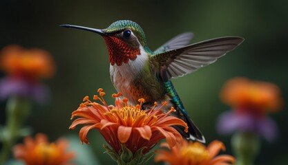 Fototapeta premium Vibrant Hummingbird on Flower