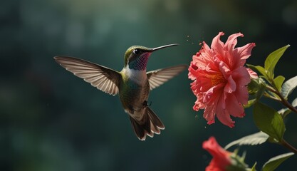 Fototapeta premium Hummingbird Feeding on Vibrant Flower