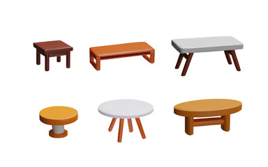 Vector illustration 3D table icon set