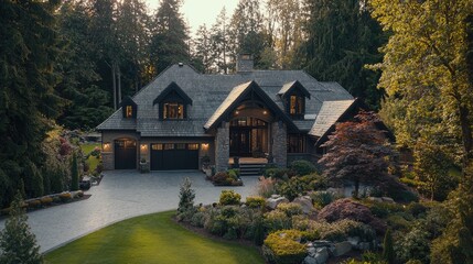 Luxurious executive home with landscaped garden in the pacific northwest