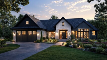 Luxurious executive home with landscaped garden in the pacific northwest