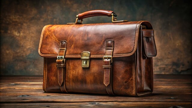 Vintage leather briefcase exudes timeless sophistication.