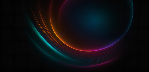 Obraz premium Abstract glowing, colored lines in a circle on a dark background