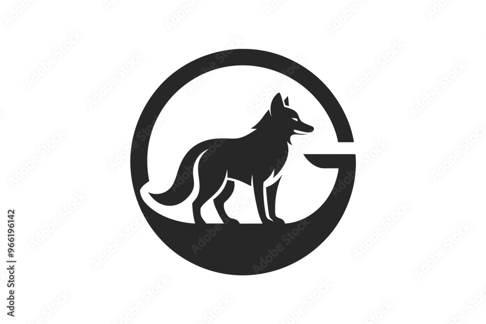 Wall mural a animal logo vector art illustration with an wolf icon in a circle featuring a modern, elegant shap