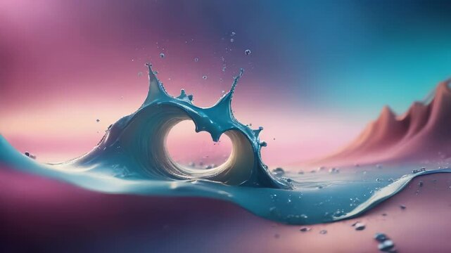 Liquid Wave with Heart Shape in Abstract Background
