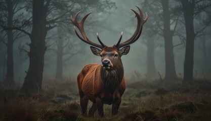 Majestic Stag in Misty Forest