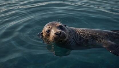 Obraz premium Curious Seal in Tranquil Waters