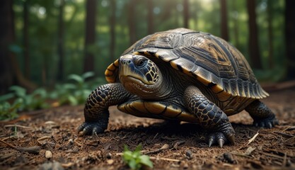 Obraz premium Majestic Tortoise in Lush Forest